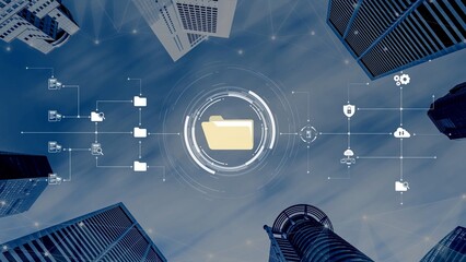 Naklejka na ściany i meble Online folder management for digital file organization, document folder access, cloud-based folder systems, and secure file categorization for efficient online document workflows. Muxer