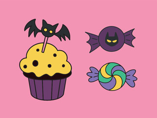 halloween decorations set vector illustration