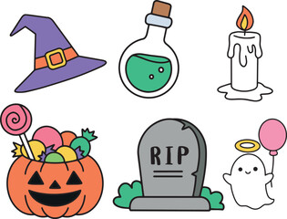 Fototapeta premium halloween decorations set vector illustration