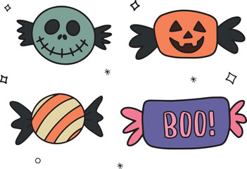 halloween decorations set vector illustration