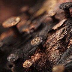 Close Up Of Rusty Nails In Aged Wood