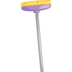 Illustration Of A Mop With Purple Handle And Yellow Sponge Head On A Transparent Background