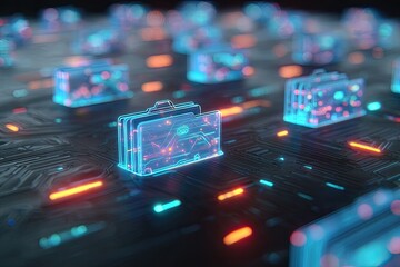 Glowing Digital Wallet On Futuristic Circuit Board