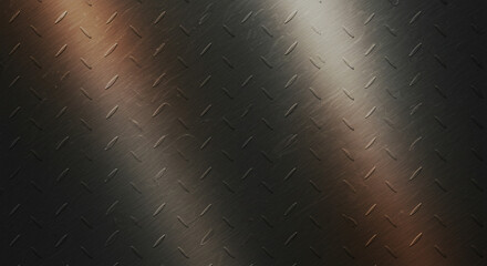 Obraz premium Dark metal surface with a diamond plate pattern and light reflections
