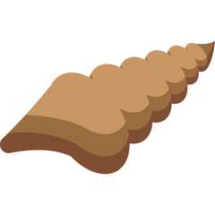 Illustration Of A Spiral Seashell In Earthy Tones Against A Transparent White Background