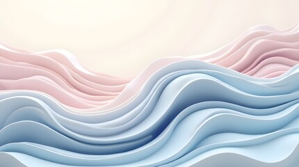 Fototapeta premium Soft pastel flowing abstract background with pink and blue paper wave layers