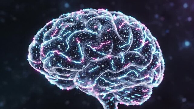 A web of connections forming a recognizable shape, like a brain or a world map.