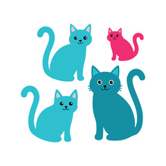Cats in Various Poses Minimal Outline Vector Art