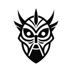 Tribal Mask Pattern Simple Symmetrical Line Art