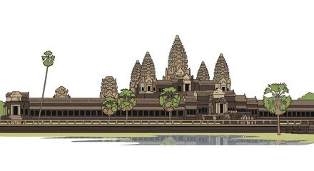 Obraz premium Angkor Wat Temple in Cambodia: A Majestic Architectural Marvel.