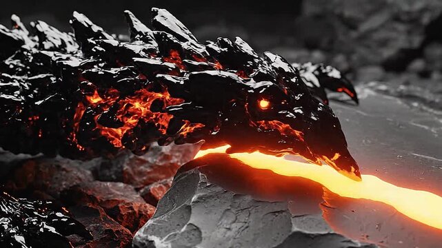 Along a sharp flint edge, a creature made of living obsidian scrapes a glowing line.