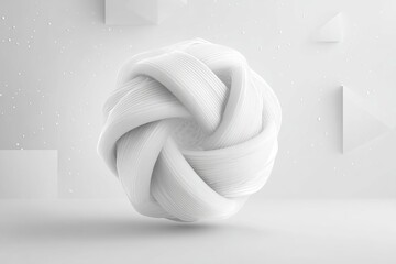 Abstract White Sphere with Geometric Shapes