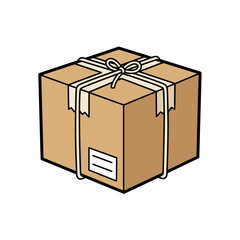 Cardboard box vector illustration isolated on white background with gift celebration concept
