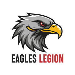 Obraz premium A detailed illustration of an eagle's head, with a gray and white color scheme