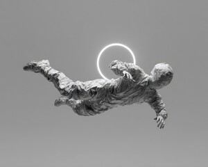 Abstract Floating Figure in Monochrome