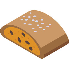 Isolated Sweet Pastry with Raisins and Sugar Sprinkles on a Transparent Background Perfect for Culinary Projects