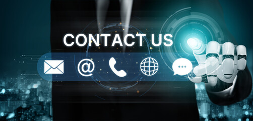 AI supports customer contact with smart UI icons for email, chat, phone, and message to streamline...