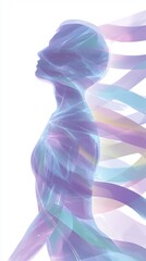 Philosophical design vision - Abstract Silhouette of a Female Figure with Colorful Flowing Lines - creative design
