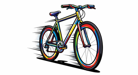 Fototapeta premium A colorful bicycle sports vector illustration with pop art style, representing dynamic energy and motivation