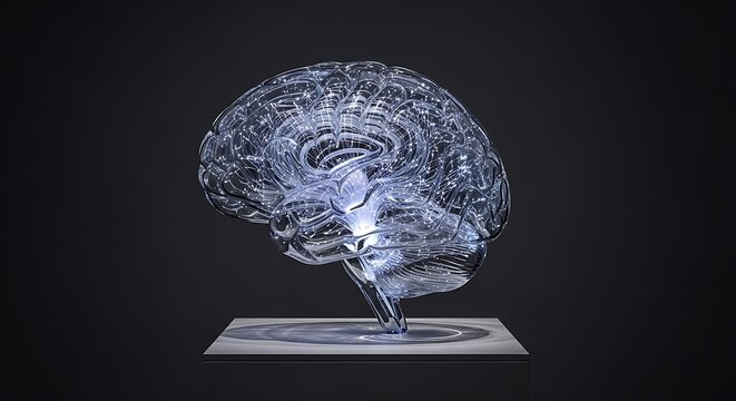 Futuristic brain model showcasing artificial intelligence potential, a symbol of innovation and scientific advancement for cutting-edge technology companies and research projects