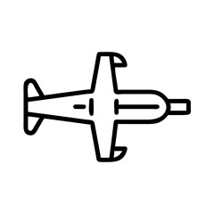 Simple illustration of an airplane from top view. The design shows its wings and body, ready for takeoff