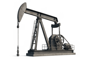 Oil pumpjack extracting crude oil from the ground, representing fossil fuel energy and industry