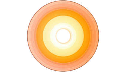 Gradient orange and yellow circles layered with a small dark hole in center, on a black background