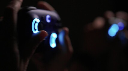 Experience Exciting Gaming Action with Dual Controllers in a Cozy and Inviting Setting