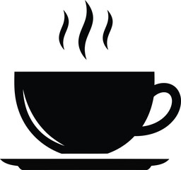 Coffee Cup Silhouette Vector – Hot Beverage Mug Icon for Café and Morning Design