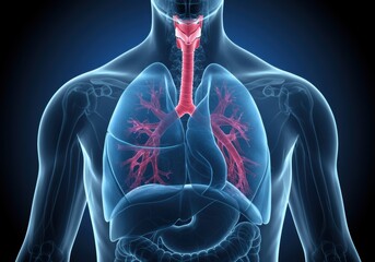 3D Illustration of Human Lungs and Respiratory System