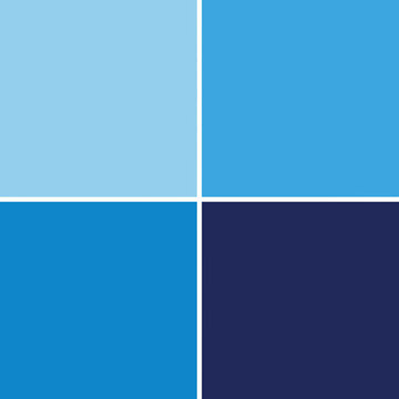 A grid of four squares displaying various shades of blue, from light to dark.