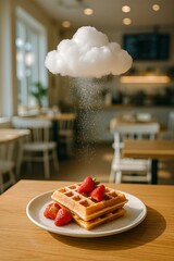 Table shower in a quiet cafe