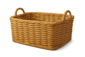 Obraz premium Wicker basket container with handles on transparent background
