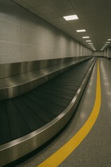Obraz premium Endless moving walkway under harsh lights