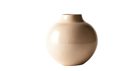Simple, beige ceramic vase with curved body, on a black background, brightly lit