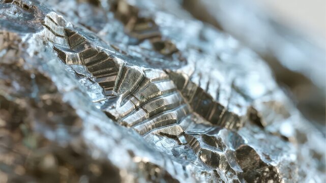 Close-up of fossilized trilobite imprint in sedimentary rock
