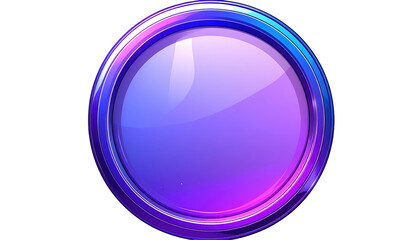Shiny circular button with iridescent edges on a black background, gradient fill of purple and light blue inside