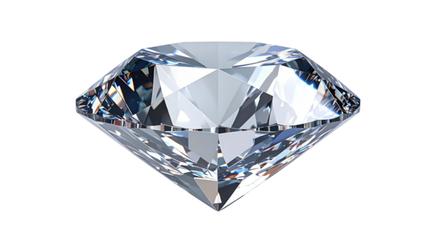 Sparkling, colorless diamond gemstone with intricate facets isolated on a black background, creating contrast and depth