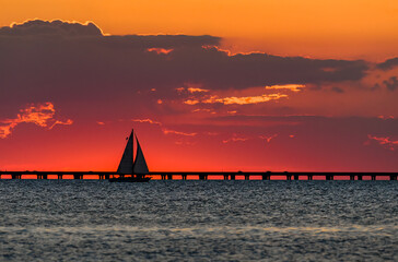 Sailing after Sunset in Lake