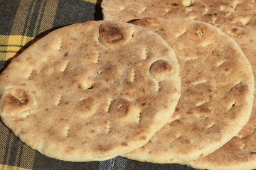 Traditional Moroccan Bread Close Up, Fresh Amazigh Bread