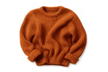 Orange wool sweater providing warmth and comfort on a transparent background for various seasonal fashion projects