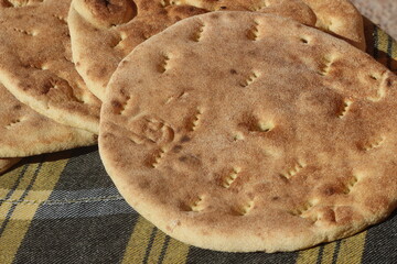 Traditional Moroccan Bread Close Up, Fresh Amazigh Bread