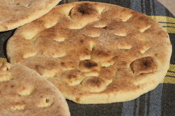 Traditional Moroccan Bread Close Up, Fresh Amazigh Bread