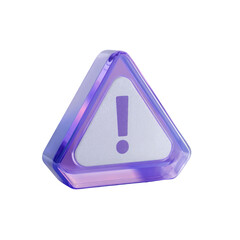 3D render of a purple, triangular warning sign with an exclamation point against a stark black backdrop