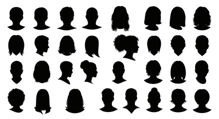 Diverse Head & Shoulder Silhouettes Vector Set: User Avatars & Profile Icons