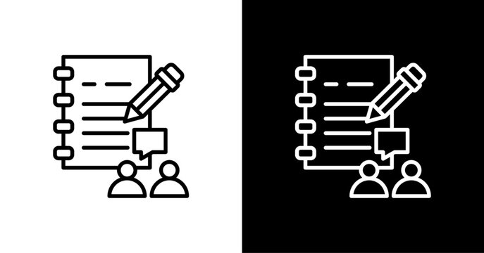 Meeting Notes White Icon Set Design