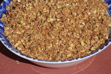 Dried figs that have been crushed into small pieces, Moroccan Amazigh Food, Crushed dry figs