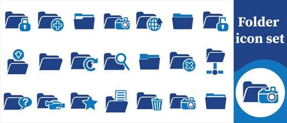 Folder icon set, modern, mobile, material, symbol, 3d, element, app, solid, background, internet, isolated, network, computer, gray, graphic, black, filled and more