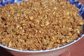 Dried figs that have been crushed into small pieces, Moroccan Amazigh Food, Crushed dry figs