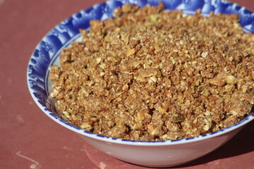 Dried figs that have been crushed into small pieces, Moroccan Amazigh Food, Crushed dry figs